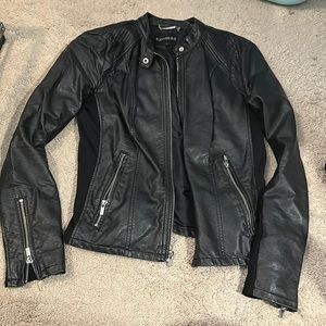 Express black leather moto jacket
